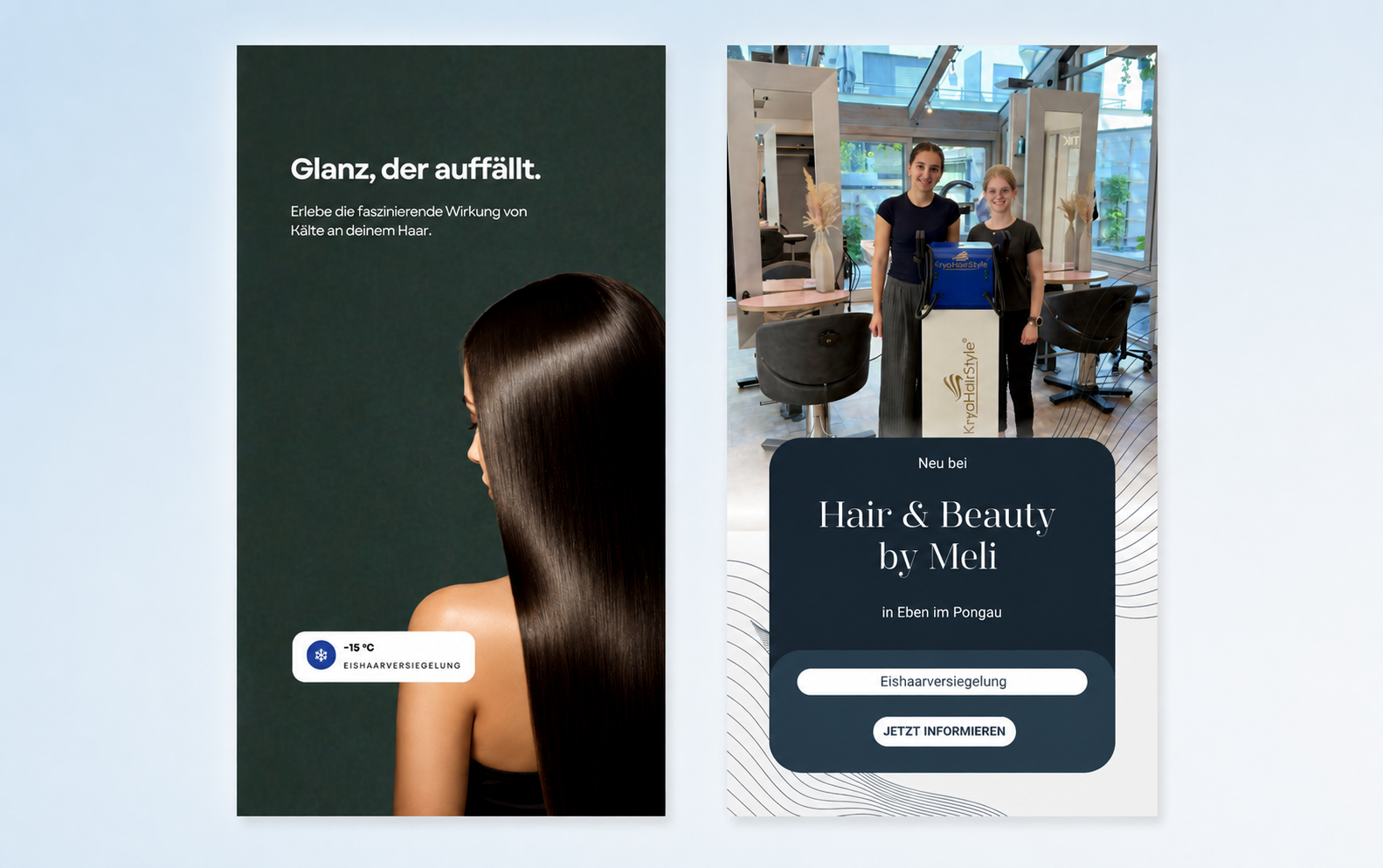 Beispiele aus dem KryoHairStyle Social-Media-Werbepaket