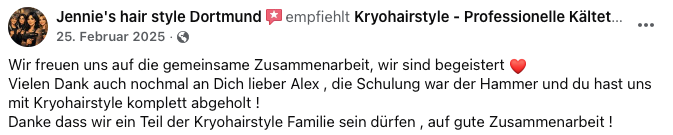Facebook-Empfehlung von Jennies Haarstudio für KryoHairStyle