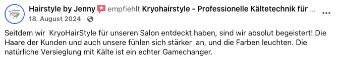 Facebook-Empfehlung von Jenny für KryoHairStyle